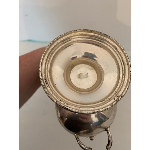Vintage Raimond Sugar Scuttle with Scoop Silverplate with Zinc Alloy Lining Flor - Picture 8 of 10